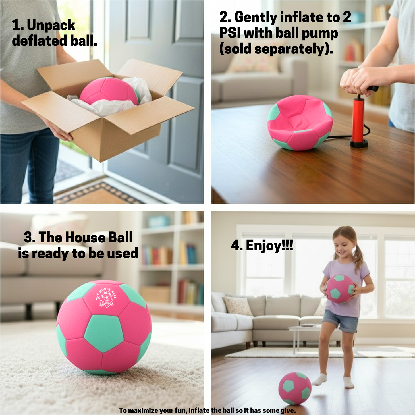 The Pink House Ball - The Original Soft and Safe Soccer Ball Size 4