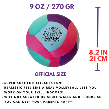Softy Volleyball - Teal - Super Soft Volleyball Designed for Inside Your House