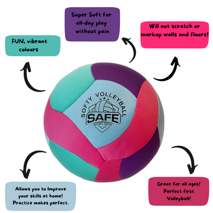 Softy Volleyball - Teal - Super Soft Volleyball Designed for Inside Your House