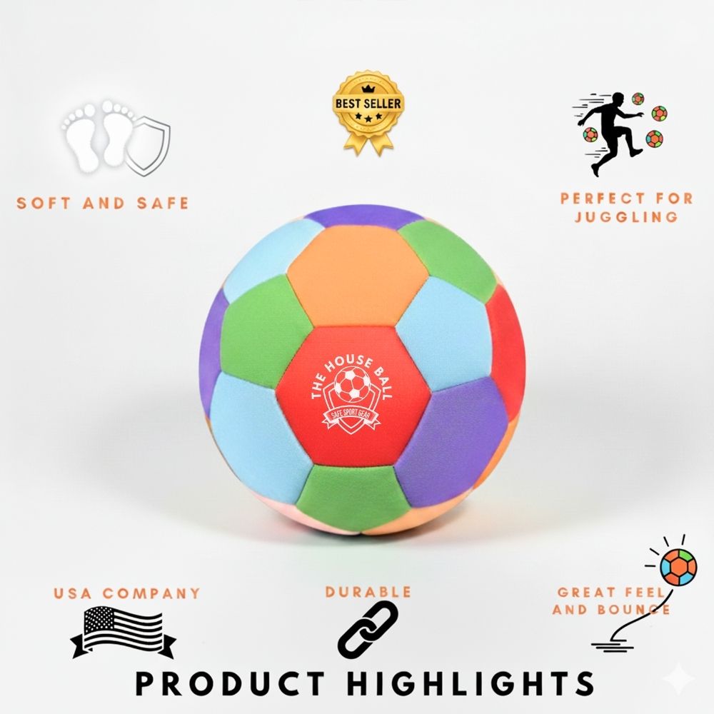 The House Ball with product highlights on a white background