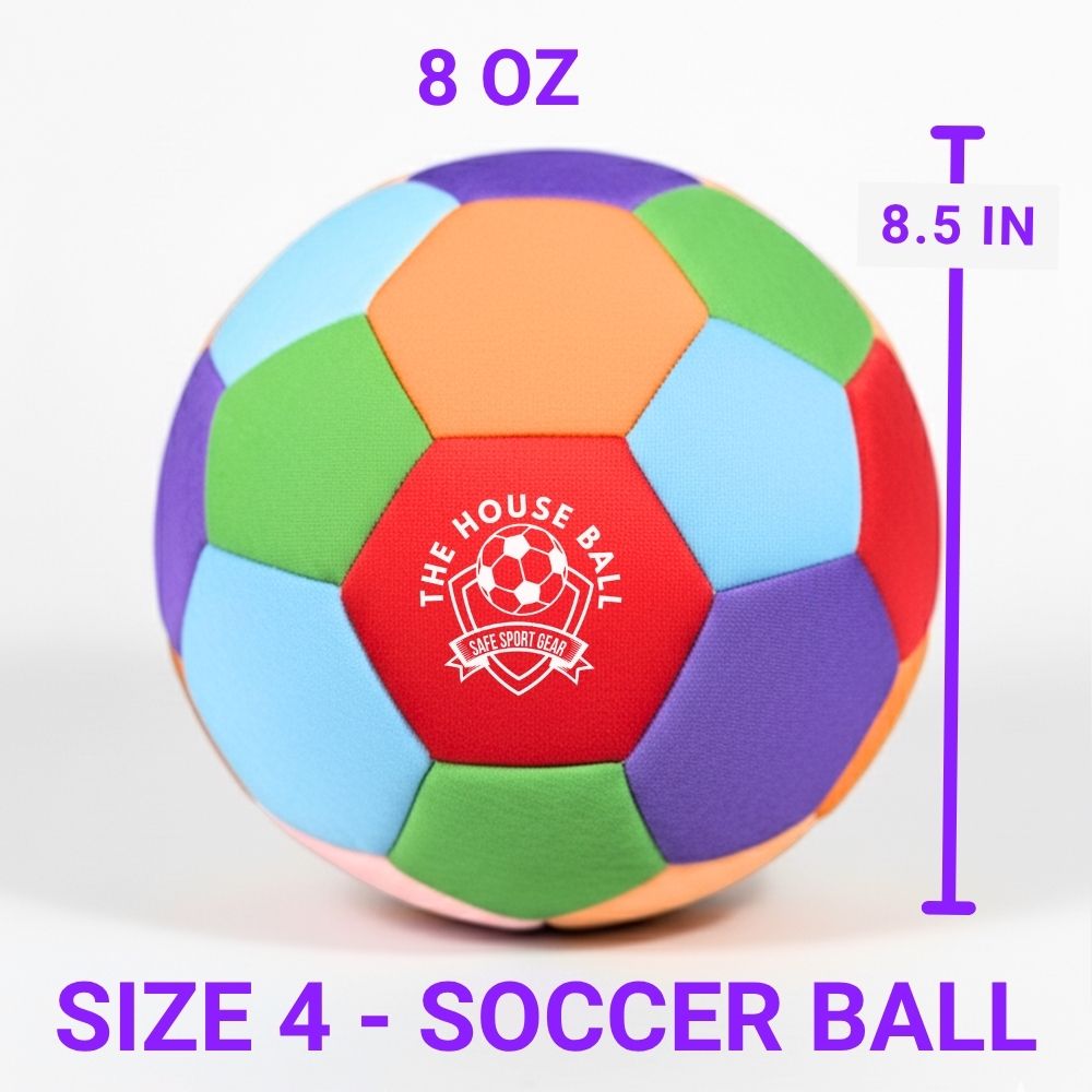 The House Ball with measurements and branding on a white background