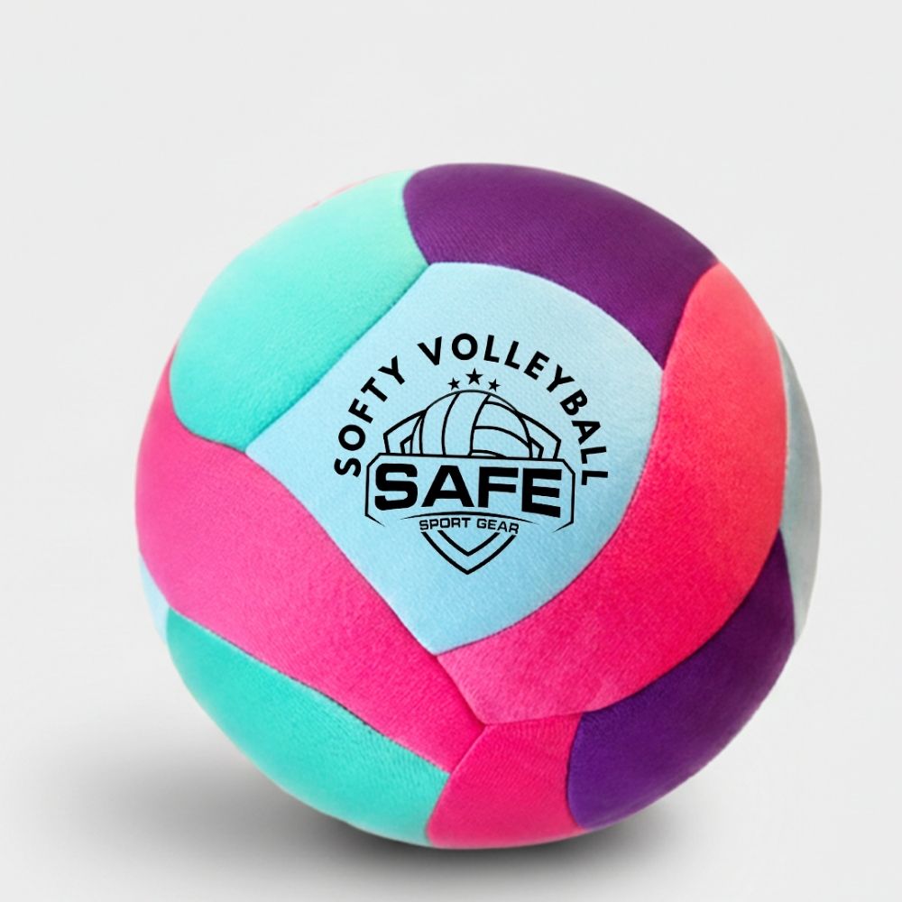Softy Volleyball-Teal with 'SAFE SPORT GEAR' logo on a light gray background