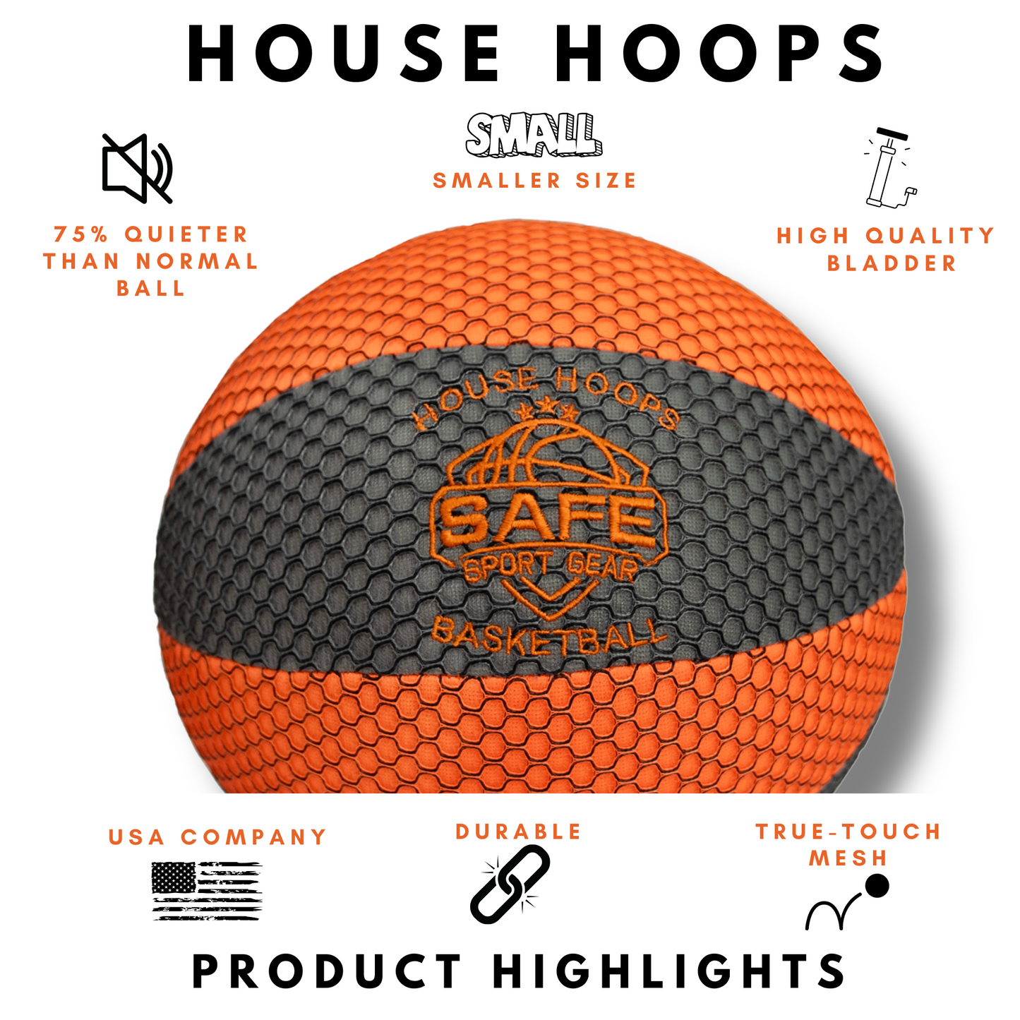 HouseHoops Basketball - Soft Indoor Basketball with Realistic Feel and Bounce