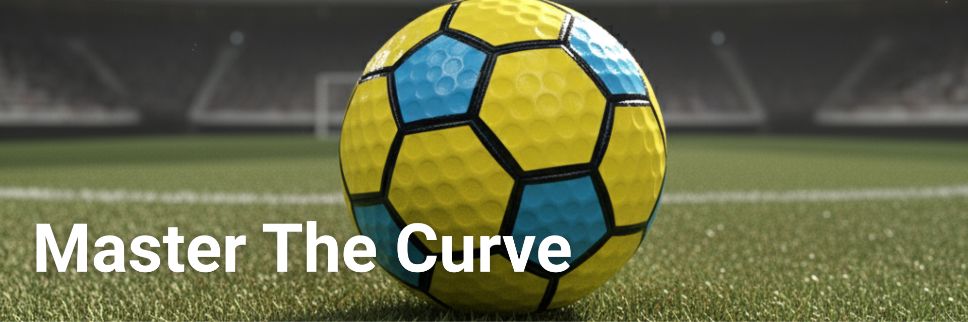 Curve Star Swerve Soccer Ball on grass with "Master The Curve' text