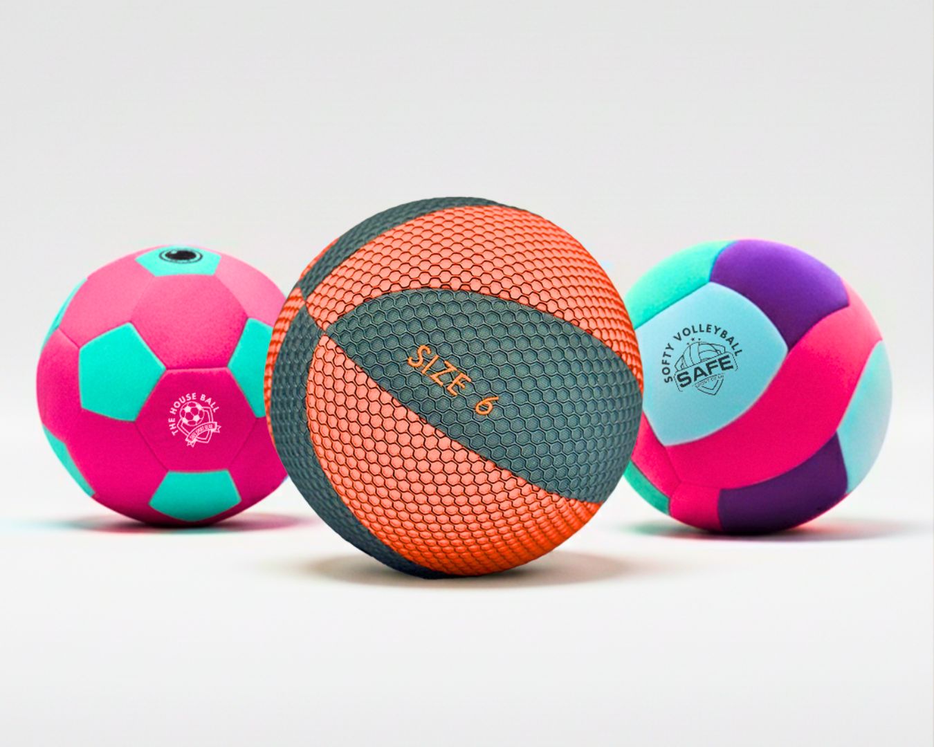 Three colorful sport balls on a white background