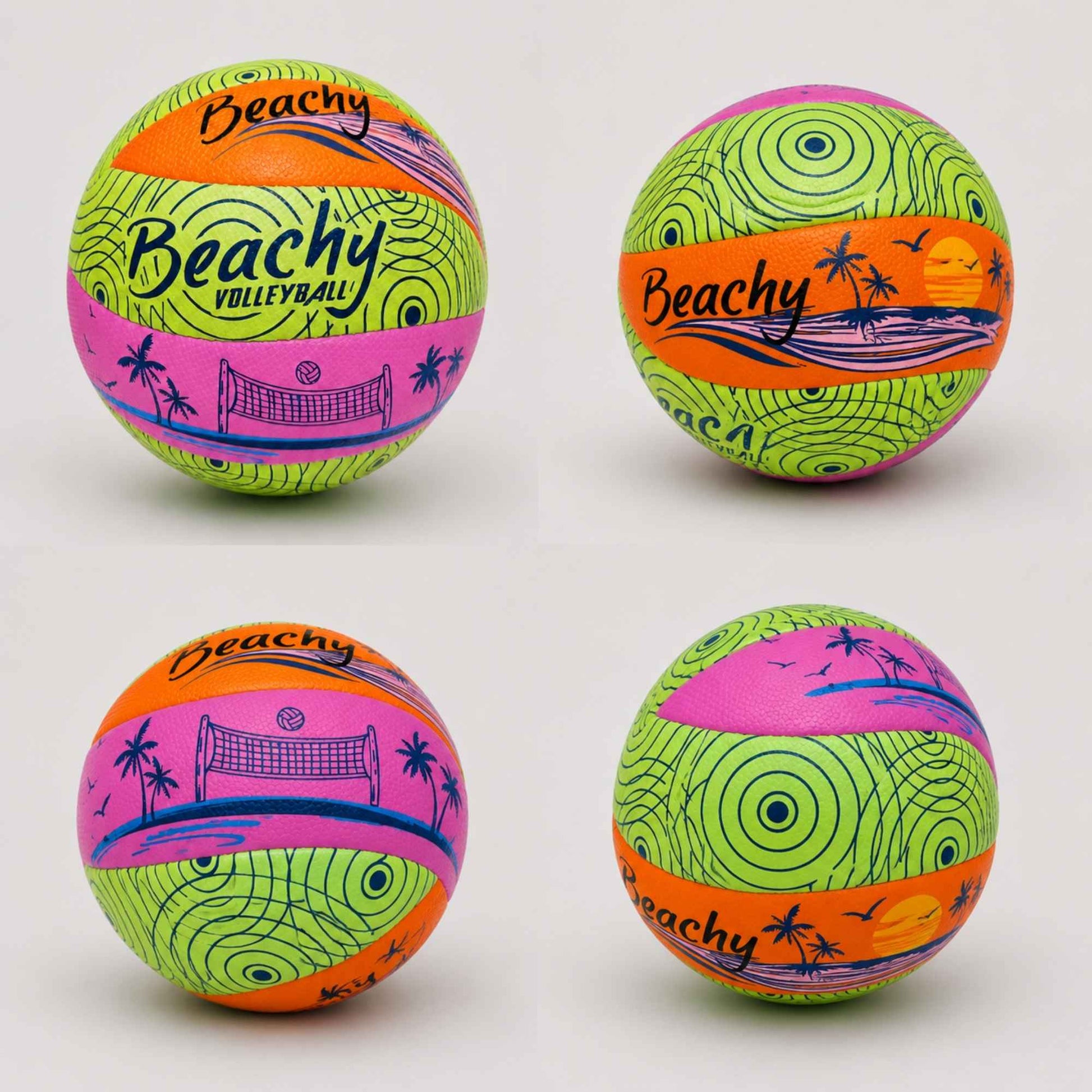 Four Beachy Volleyballs on a white background