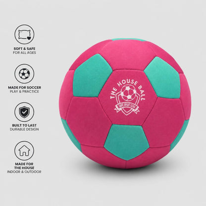 Pink House Ball soccer ball with Safe Sport Gear  logo on a light gray background