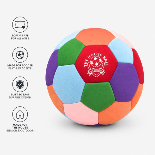 The House Ball soft soccer ball with Safe Sport Gear logo on a white background