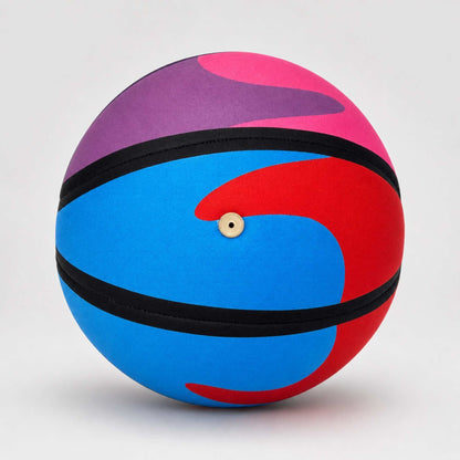 HouseHoops basketball - Soft Handles with purple, pink, blue, and red swirls on a white background