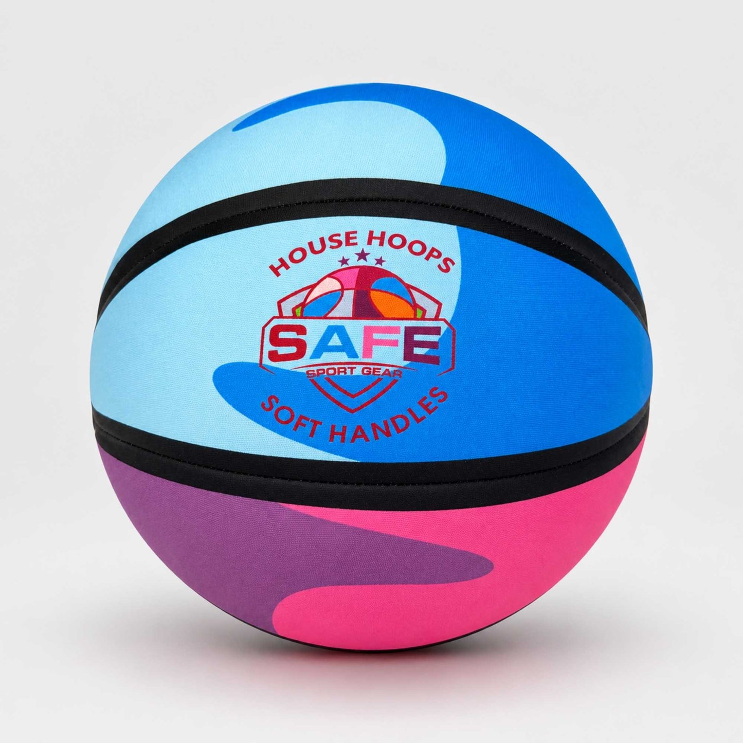 HouseHoops basketball - Soft Handles with Safe Sport Gear logo on a light gray background
