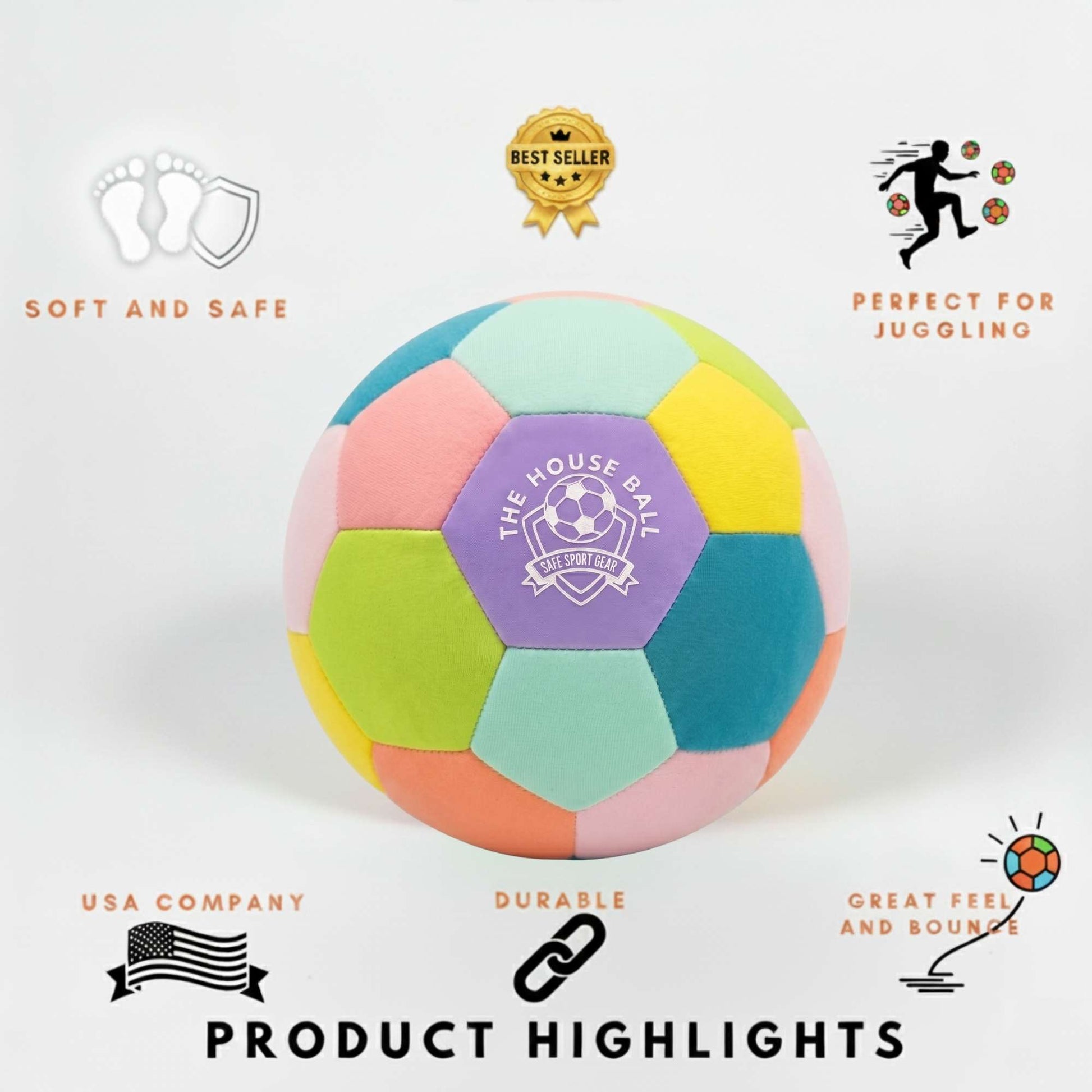 The House Ball - EE with Safe Sport Gear logo on a white background, featuring product highlights text.
