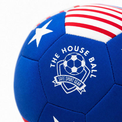 House Ball - USA ball with American flag pattern and Safe Sport Gear logo on a white background