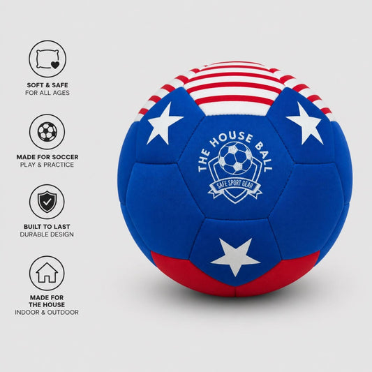 House Ball - USA with American flag design and Safe Sport Gear logo on a light gray background.