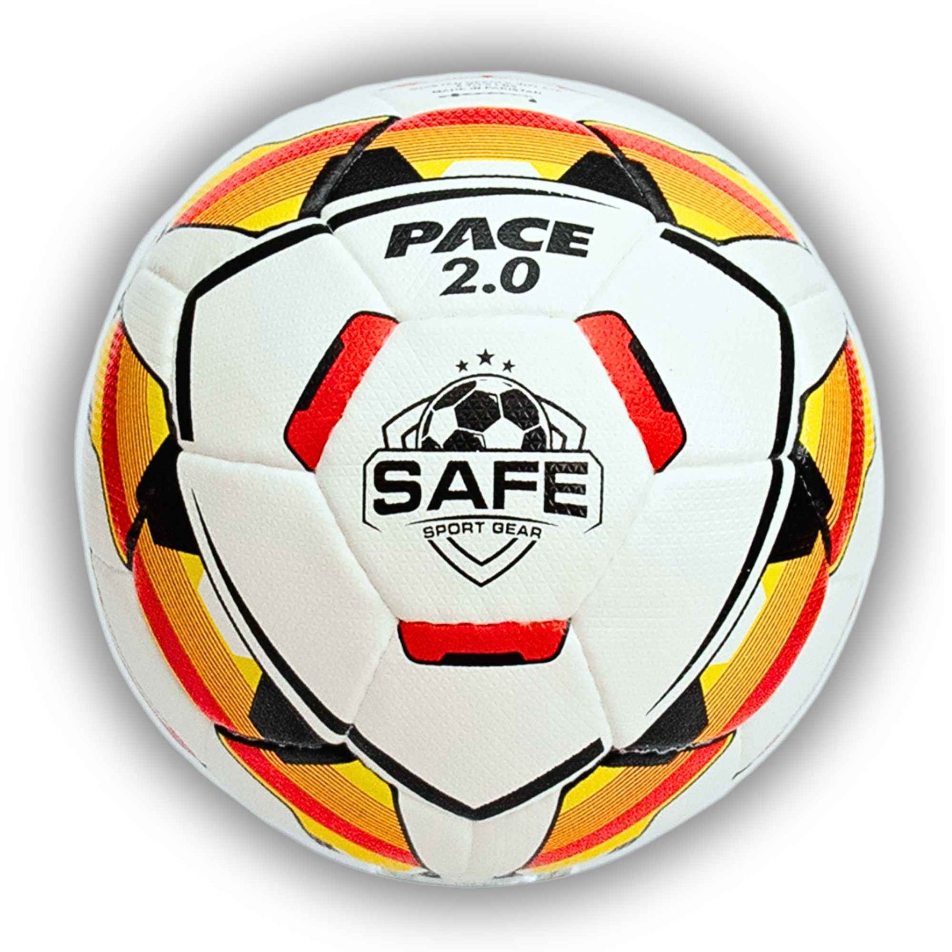 Pace 2.0 Soccer Ball with Safe Sport Gear logo at the center on a white background