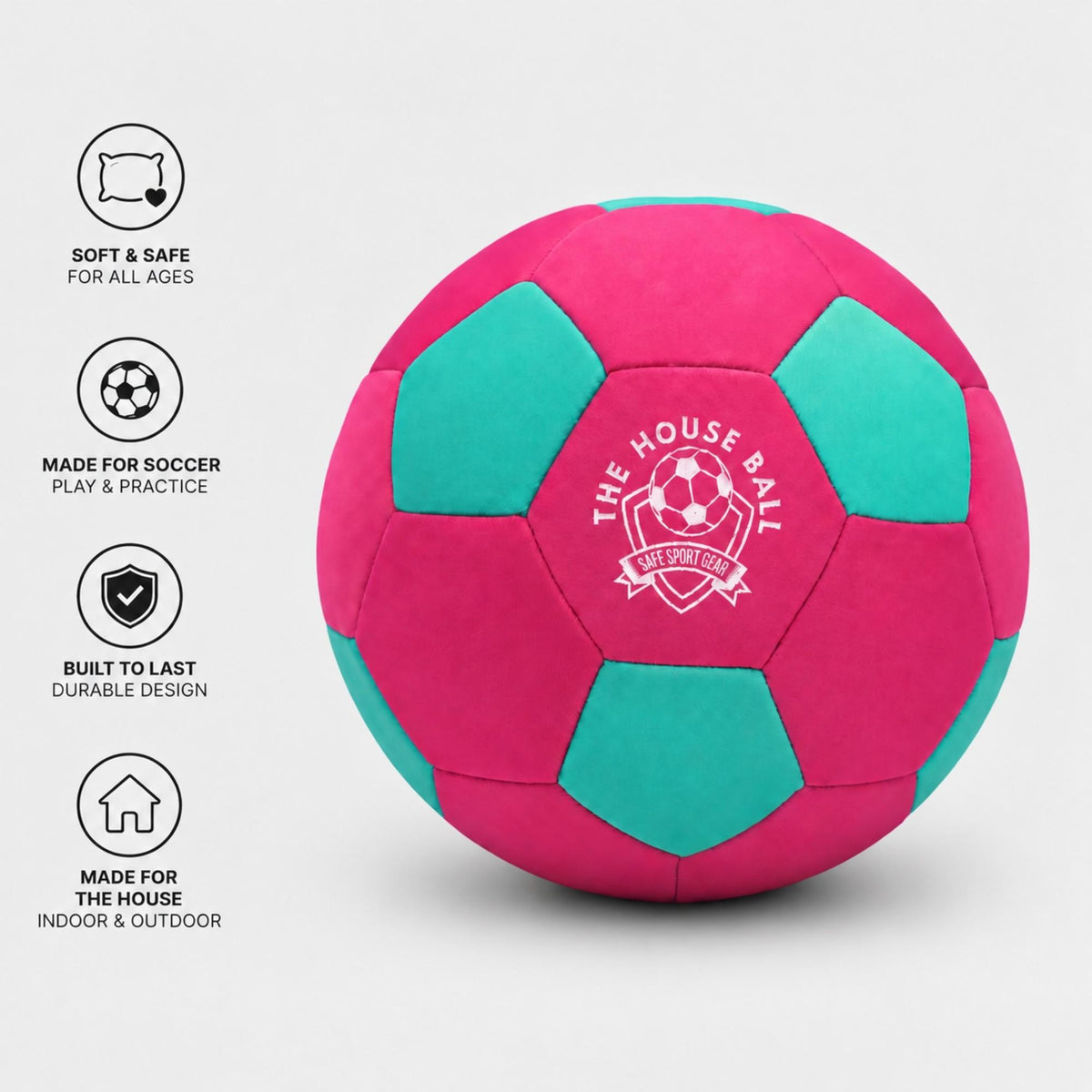 The Pink House Ball - The Original Soft and Safe Soccer Ball Size 4