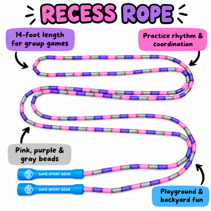 Recess Rope 14-foot beaded rope with feature callouts for rhythm, coordination and group games.