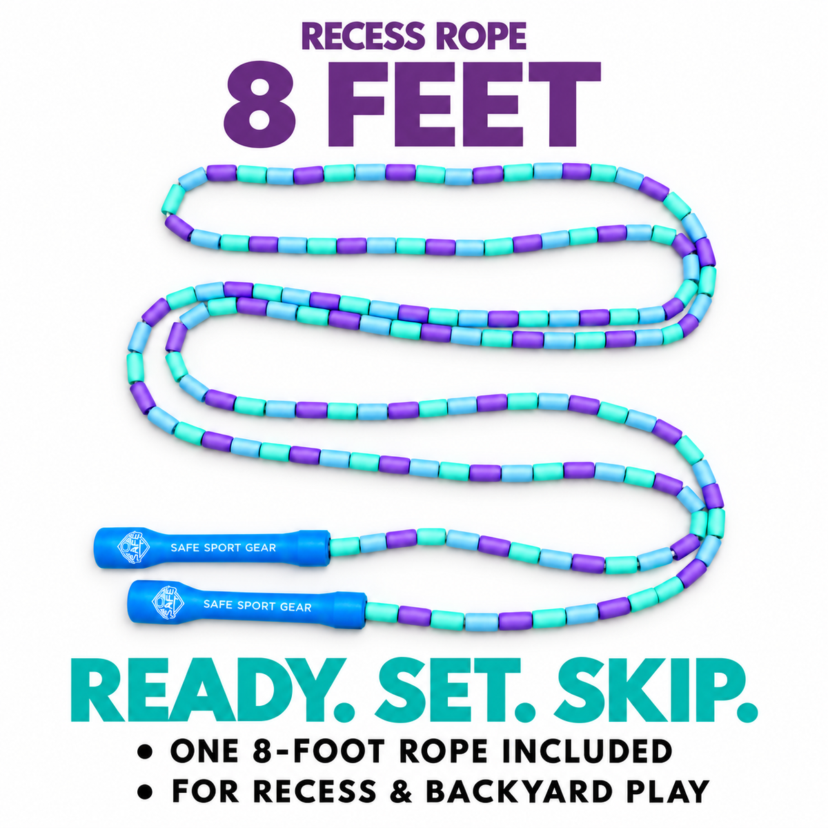 8-foot Recess Rope length graphic; one rope included for recess and backyard play.