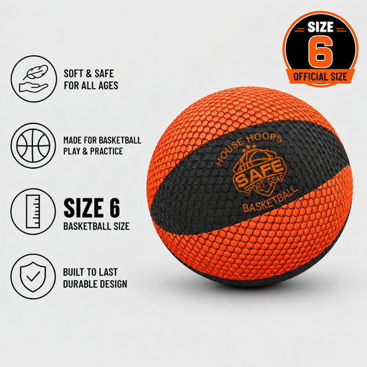 HouseHoops Basketball with safety features and size 6 label on a white background